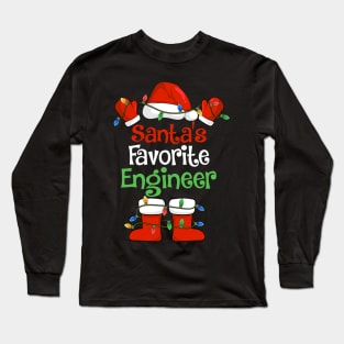 Santa's Favorite Engineer Funny Christmas Pajamas Long Sleeve T-Shirt